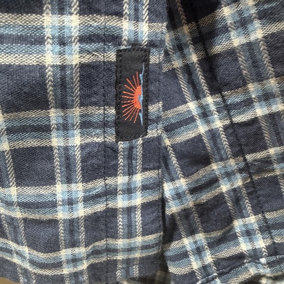 Faherty Tropical Cotton Shirt Mens M Blue Plaid Preppy Organic Cotton Huckberry - Picture 7 of 12